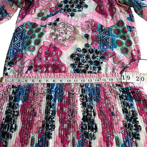 Vintage 80’s Diane Freis Georgette Colorful Abstract Pattern Drop Waist Dress OS - Picture 8 of 16